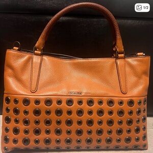 Coach Tab Leather Tote with Grommet Design